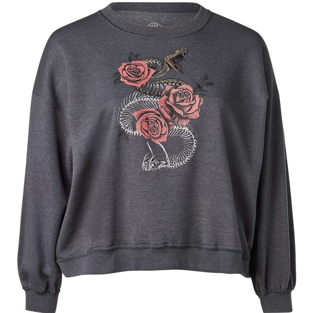 Live Outside the Limits Women's Rose Snake Fleece Crewneck Sweatshirt 2XL NEW